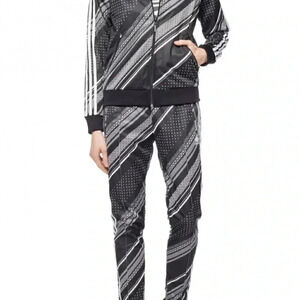 NWT Adidas black and white striped long sleeve casual athletic jacket XXS